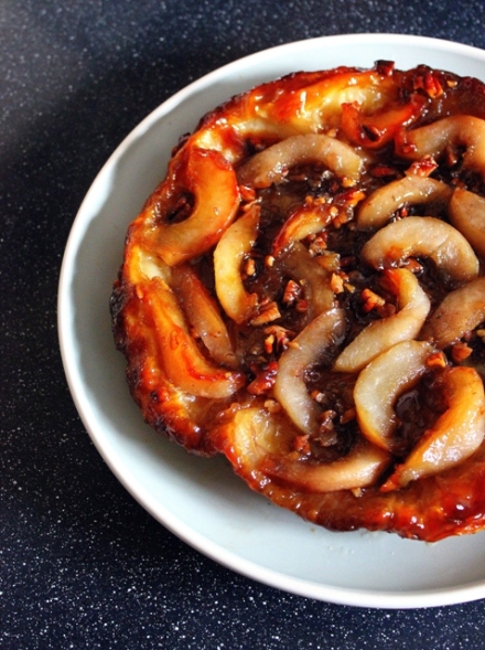 butterscotch ginger pear tarte tatin with pecans 5